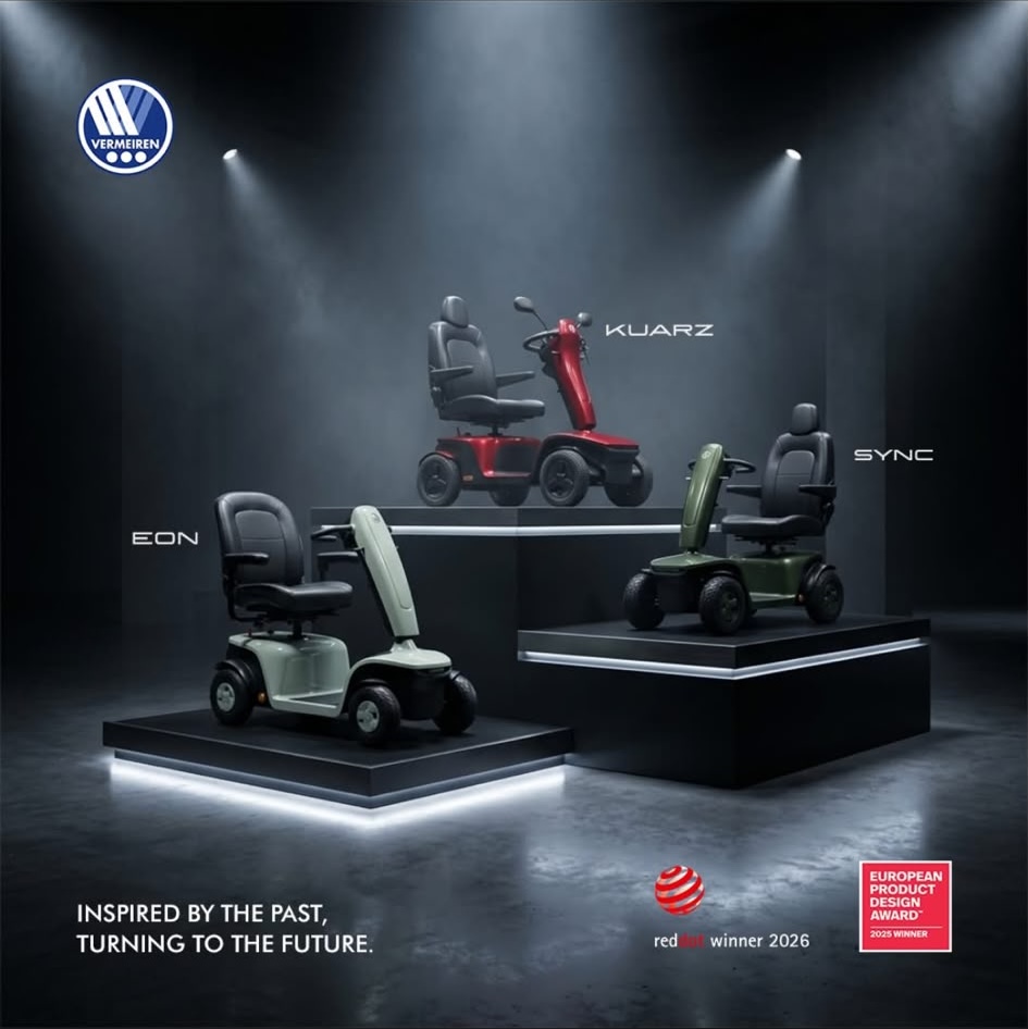Vermeiren Eon, Kuarz and Sync mobility scooters — Red Dot and European Product Design Award winners