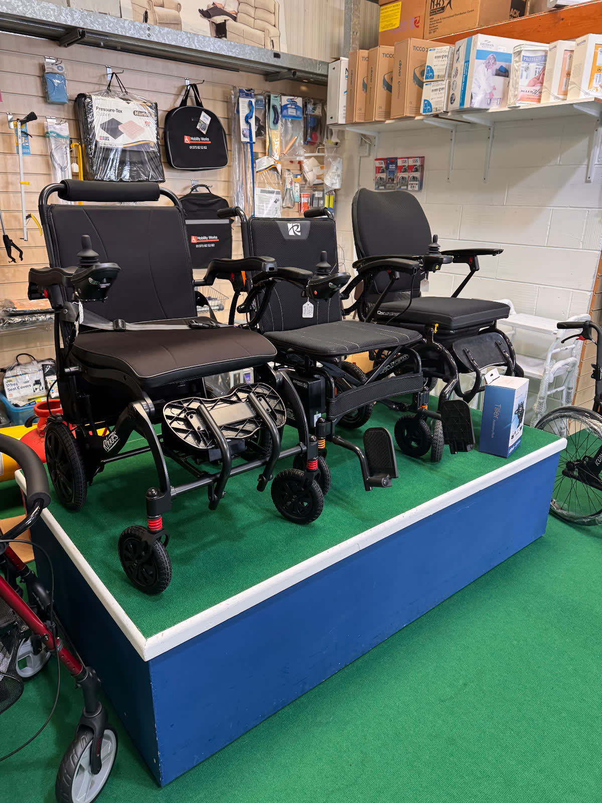Our showroom display of powered wheelchairs